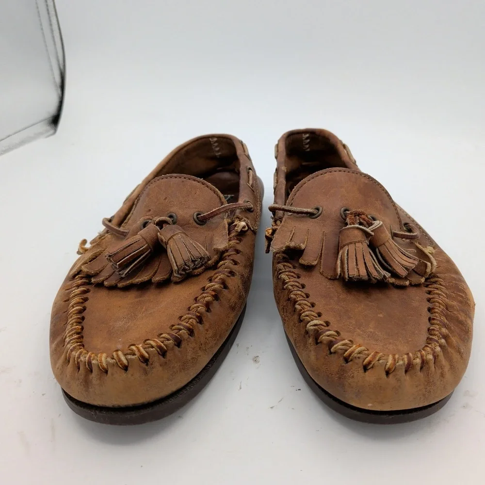 Polo Country Ralph Lauren Mens 9.5 Brown Leather Tassel Kiltie Moccasins USA